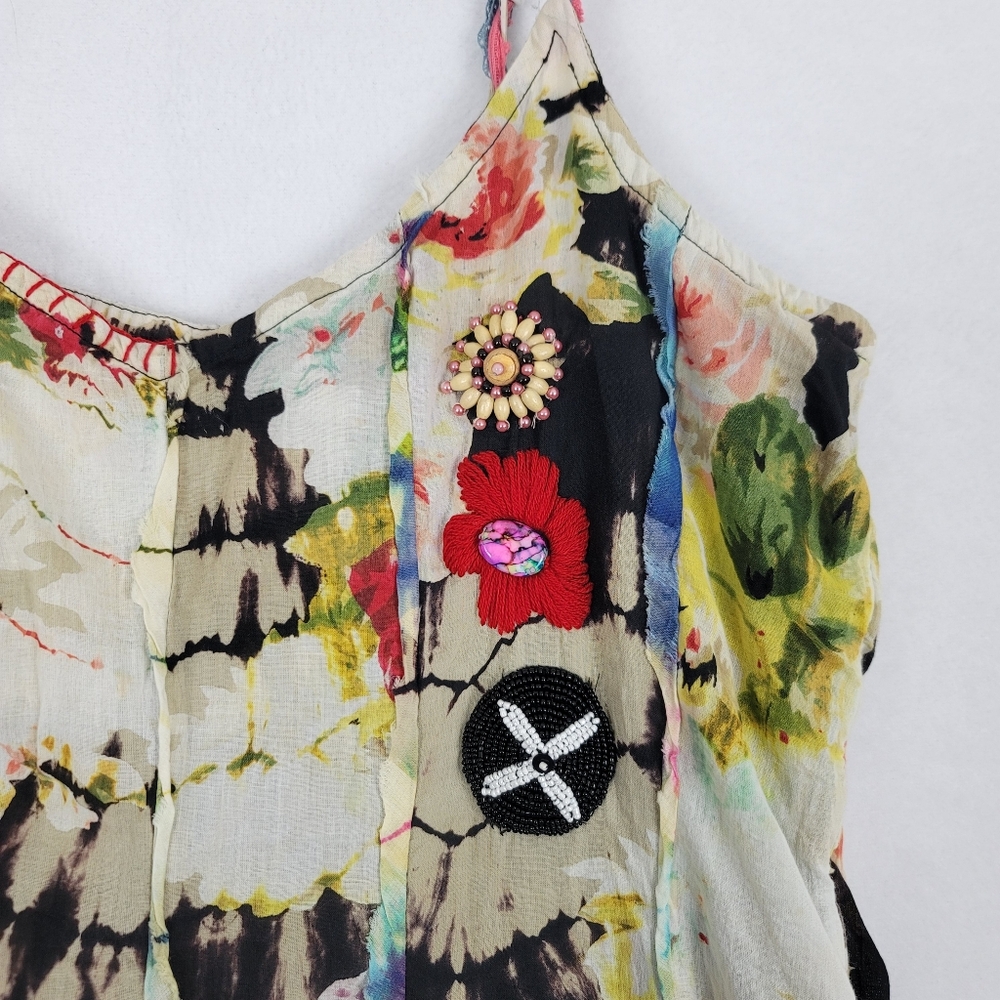 Tianello XL Tie-Dye Eclectic Spaghetti Strap Dress Garden Fairy Artsy Whimsical - Picture 4 of 6